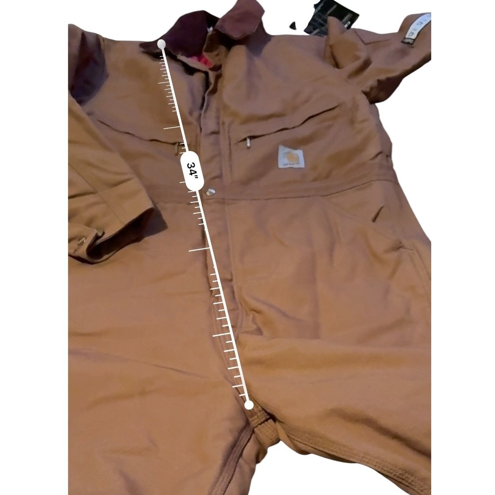 Carhartt Duck Coverall Mens‎ 42 Regular Brown Quilt Lined Zip-to-Waist NEW - Picture 9 of 10